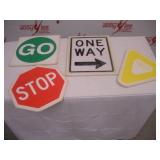 (4) Road Sign Dance Props   largest 14x18 inches