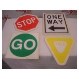 (4) Road Sign Dance Props   largest 14x18 inches