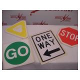(4) Road Sign Dance Props   largest 14x18 inches