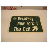 Broadway New York This Exit Plastic Sign  18x12