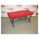 Red Wrought Iron Ottoman  36x17x17 inches