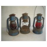 (3) Vintage Oil Lamps  13 inches tall