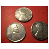 1set of 3 Steel Wartime Lincoln Penny