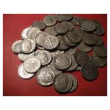 (50) 1957-63 US Silver Roosevelt Dimes