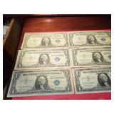 (6) 1957 $1 DOLLAR SILVER CERTIFICATES