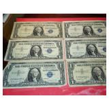 (6) 1957A $1 DOLLAR SILVER CERTIFICATES