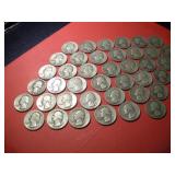 (40) 1 Roll 1941-44 US Silver Quarters Coins