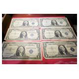 (6) 1957-1957A $1 DOLLAR SILVER CERTIFICATES