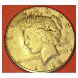 1922 US LIBERTY PEACE SILVER $1 DOLLAR COIN