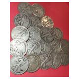 (20) 1 ROLL US SIVER LIBERTY HALF DOLLAR COINS