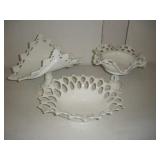 (3) Milk Glass Candy Dishes  tallest 10 inches