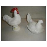 Rooster  & Hen on Nest Westmoreland Glass