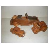 (3) Wooden Cars  longest 14 inches