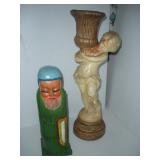 Chalkware Cherrub & Wooden Carved Folklore