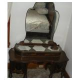 Walnut Vanity w/Mirror  48x18x67 inches