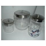 Metal Lid Apothery Jars  tallest 7 inches