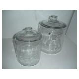 (2) Glass Apothery Jars  - tallest 8 inches