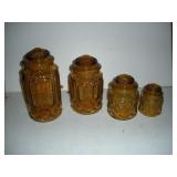 Indiana Glass Amber Thumb Print Canister Set