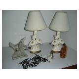 (2) Chalkware Table Lamps & Knick Knacks