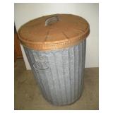 Galvanized 20 Gallon Garbage Can w/Lid  damaged