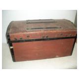 Vintage Wooden Trunk on Wheels  28x16x17 inches