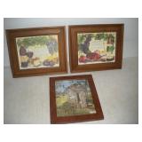 (3) Framed Prints  largest 14x12 inches