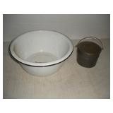 Enamelware Bowl & Pail -  bowl 15x7 inches