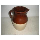 Crock Brown & Tan Pitcher - 10 inches tall