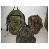 (3) Camouflage Back Packs