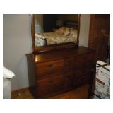 Vintage 12 Drawer Dresser w/Mirror  59x19x35/70