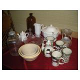 Punch Bowl, Bowls & Assorted Glassware