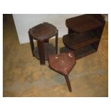 Stool & (2) Plant Stands  largest 23 inches tall