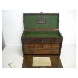 Vintage Oak Machinist Toolbox w/Keys  20x9x14 in.
