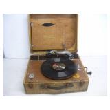 Vintage Birch Wind-Up Record Player