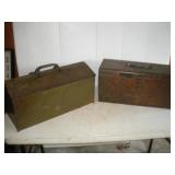 (2) Metal Toolboxes w/Trays  largest  21x10x10