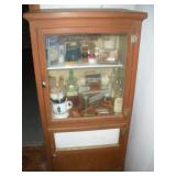 Vintage Barber Shop Cabinate and Contents