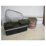 Sears Tacklebox, Minnow Bucket & Net