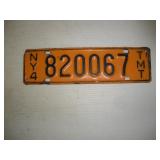 Vintage New York Truck Milage Tax License Plate