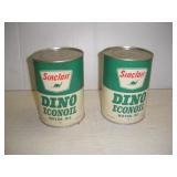 Vintage Sinclair "Dino" Flattop Oil Cans -