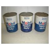 Vintage Mobil Flattop Oil Cans - SAE 40  Unopened