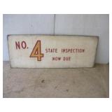 Vintage Double Sided Wooden No. 4 Inspection Sign