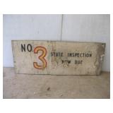 Vintage Double Sided Wooden No. 3 Inspection Sign