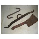 Vintage Meat Hangers & Cleaver