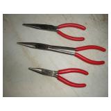 3 PC SNAP ON NEEDLE NOSE PLIER SET NEW