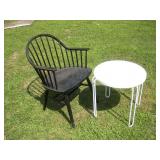 Wood Chair & Metal Table