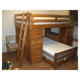 SOLID WOOD BUNK BED w/FULL SIZE TOP BED,