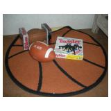 FOOT BALLS, TWISTER, AND RUG