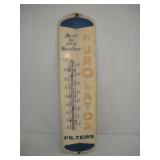 VINTAGE PUROLATOR METAL THERMOMETOR 28 inchs TALL