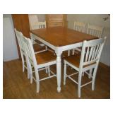 DINNING ROOM TABLE w/ 6-STOOLS , 1-LEAF