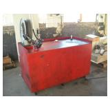 OIL TANK W/IRONTON PNEUMATIC PUMP, HOSE REEL &